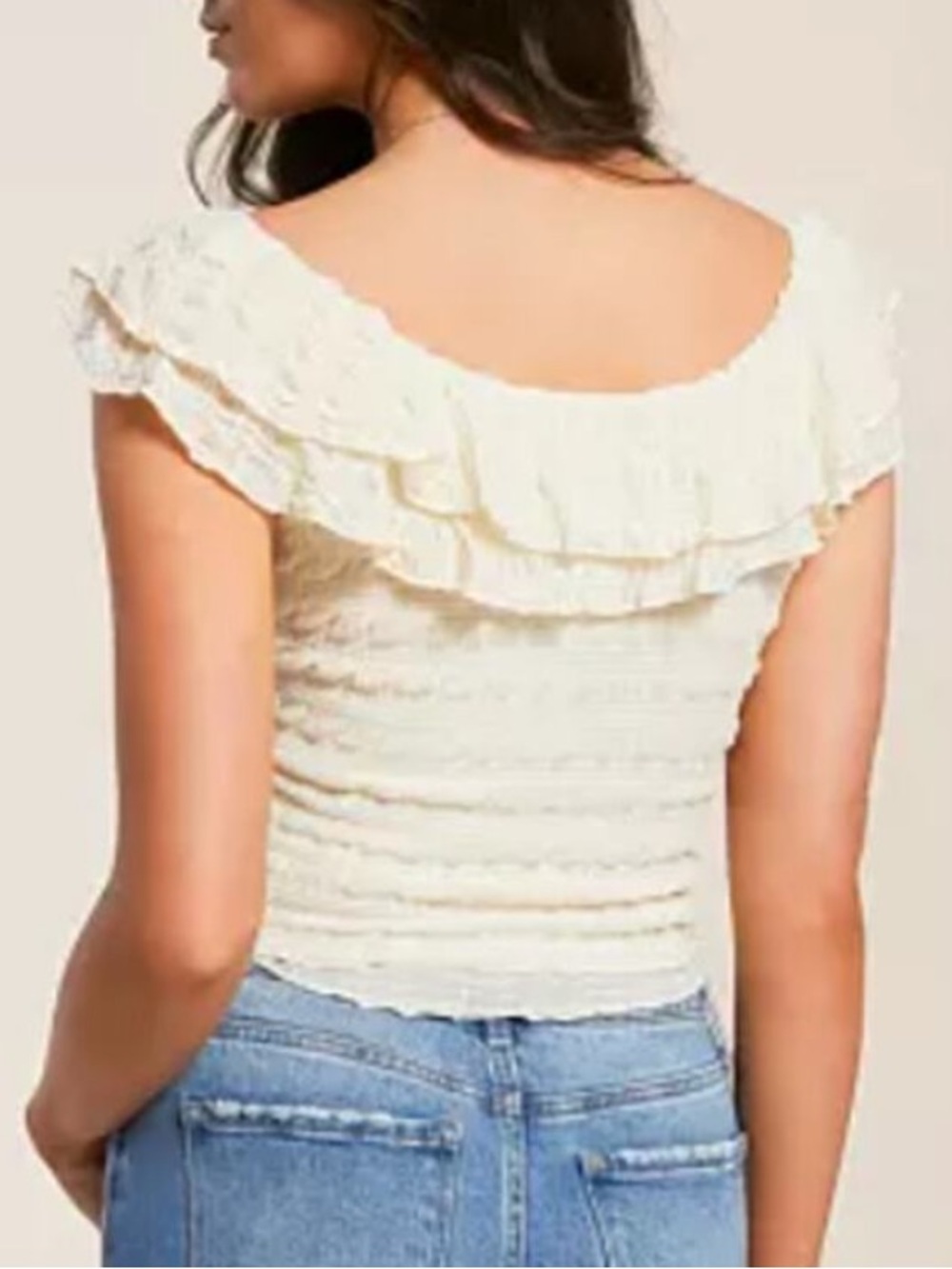 Free People Love You More Ruffle Top Ivory Size Medium - Picture 2 of 5